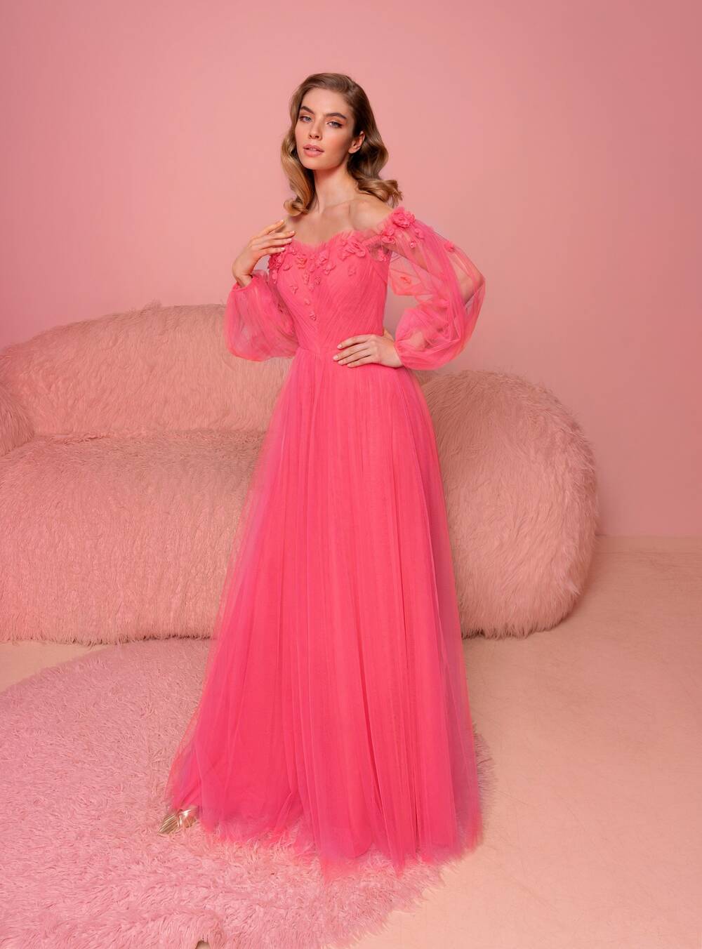 0811b Pink evening dress